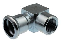 Coude de transition à sertir 90°, acier, 22mm x 1/2" F, chauffage, VSH XPress Staalverzinkt C1409